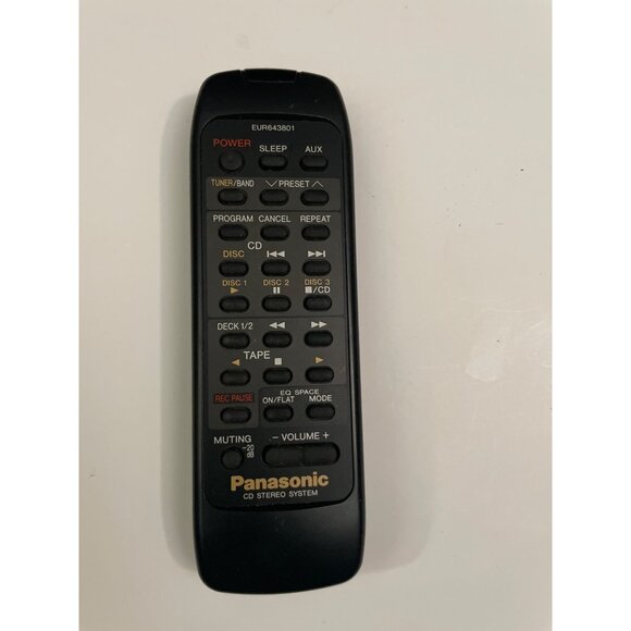 Panasonic EUR643801 Remote Control For CD Stereo System Black - Picture 1 of 4